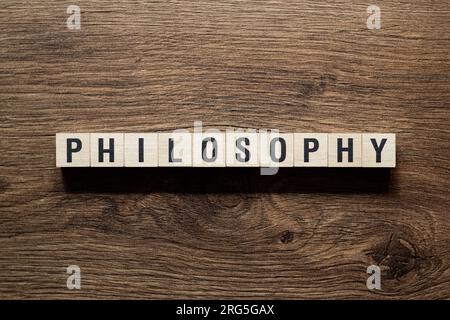 Philosophie - concept de mot sur les blocs de construction, texte Banque D'Images