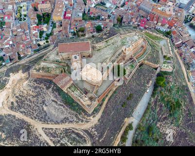 Château forteresse de Monzón Huesca d'origine musulmane, ordre du Temple, situation stratégique de conquête difficile de l'intérêt guerrier dans toutes les guerres Banque D'Images