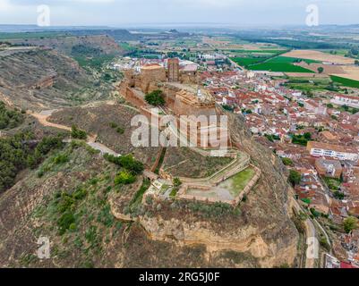 Château forteresse de Monzón Huesca d'origine musulmane, ordre du Temple, situation stratégique de conquête difficile de l'intérêt guerrier dans toutes les guerres Banque D'Images