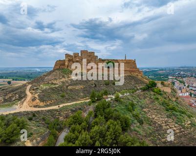 Château forteresse de Monzón Huesca d'origine musulmane, ordre du Temple, situation stratégique de conquête difficile de l'intérêt guerrier dans toutes les guerres Banque D'Images