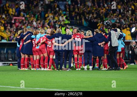 Sydney, Australie. 07 août 2023. Danemark joueuses de l'équipe féminine de football vues lors du match de la coupe du monde féminine de la FIFA 2023 entre l'Australie et le Danemark au Stadium Australia. Score final ; Australie 2:0 Danemark. Crédit : SOPA Images Limited/Alamy Live News Banque D'Images