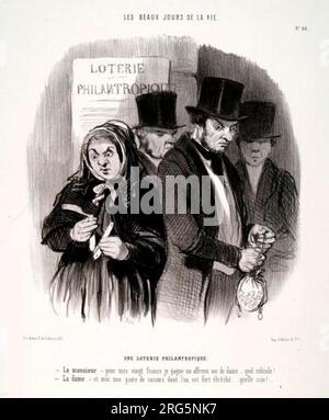 Les Beaux jours de la vie. Une Loterie Philantropique - Honoré Daumier 1845 par Honoré Daumier Banque D'Images