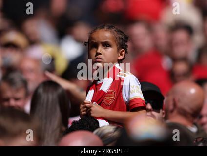 Londres, Royaume-Uni. 6 août 2023. Fan d'Arsenal lors du match FA Community Shield au stade de Wembley, Londres. Le crédit photo devrait se lire : Paul Terry/Sportimage crédit : Sportimage Ltd/Alamy Live News Banque D'Images