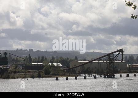 10-10-2021: Aberdeen, Washington: Vue sur la baie, et les industries Banque D'Images