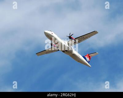 Air Serbia (est la compagnie aérienne nationale de Serbie), avion ATR 72-600, Cargo Hill, Budapest, Magyarország, Hongrie Banque D'Images