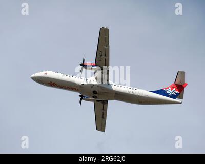 Air Serbia (est la compagnie aérienne nationale de Serbie), avion ATR 72-600, Cargo Hill, Budapest, Magyarország, Hongrie Banque D'Images