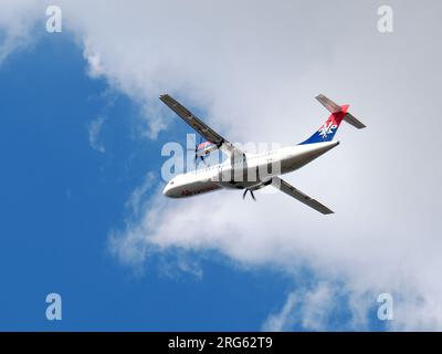 Air Serbia (est la compagnie aérienne nationale de Serbie), avion ATR 72-600, Cargo Hill, Budapest, Magyarország, Hongrie Banque D'Images