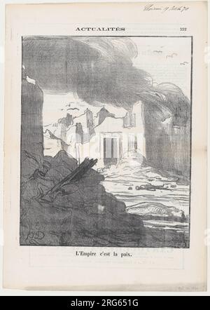 L'Empire veut dire la paix, extrait des nouvelles du jour, paru dans le Charivari, 19 octobre, 1870 19 octobre 1870 par Honoré Daumier Banque D'Images