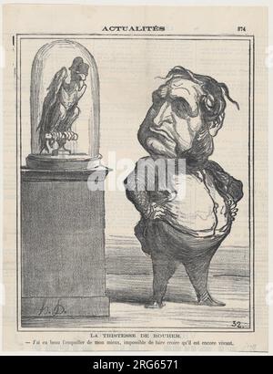 La tristesse de Rouher : même si j'ai fait de mon mieux pour le bourrer, il est impossible de faire croire qu'il est encore en vie, d'après "nouvelles du jour", paru dans le Charivari, 12 avril 1871 12 juillet 1871 par Honoré Daumier Banque D'Images