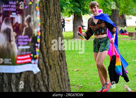 Prague, République tchèque. 07 août 2023. Le festival des droits de l'homme Prague Pride 2023 a été inauguré au Strelecky ostrov à Prague, en République tchèque, le 7 août 2023. Crédit : Roman Vondrous/CTK photo/Alamy Live News Banque D'Images