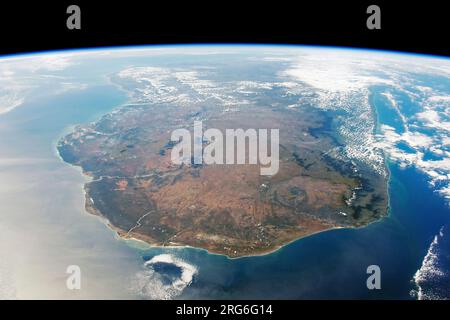 Vue depuis l'espace de l'île de Madagascar. Banque D'Images