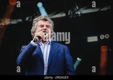 Flumserberg, Suisse. 31 juillet 2023. Le chanteur autrichien Andy Borg donne un concert live lors de la grosse Schlagerparty dans le cadre du Flumserberg Open Air 2023. (Crédit photo : Gonzales photo - Tilman Jentzsch). Banque D'Images