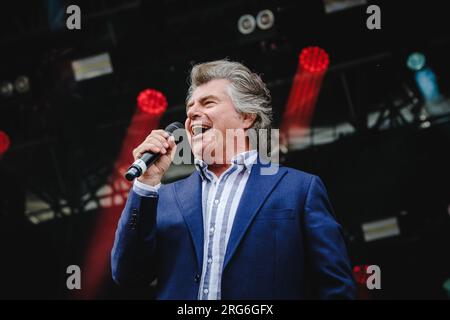 Flumserberg, Suisse. 31 juillet 2023. Le chanteur autrichien Andy Borg donne un concert live lors de la grosse Schlagerparty dans le cadre du Flumserberg Open Air 2023. (Crédit photo : Gonzales photo - Tilman Jentzsch). Banque D'Images