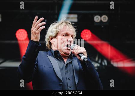 Flumserberg, Suisse. 31 juillet 2023. Le chanteur allemand Bernhard Brink donne un concert live lors de la grosse Schlagerparty dans le cadre du Flumserberg Open Air 2023. (Crédit photo : Gonzales photo - Tilman Jentzsch). Banque D'Images