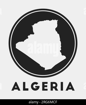 Icône Algérie. Logo rond avec carte du pays et titre. Badge élégant Algérie avec carte. Illustration vectorielle. Illustration de Vecteur