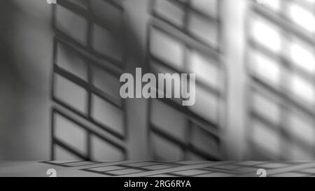 Ombres fortes des fenêtres en treillis avec la lumière entrant dans la pièce GOBO gris clair noir élégant fond d'image de rendu 3D moderne. Haute qualité 3d. Banque D'Images