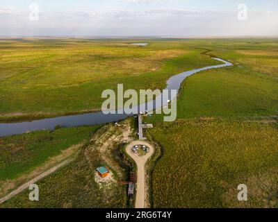 Vue aérienne de l'Esteros del Ibera, un immense marais et paradis pour les amoureux de la nature et les observateurs d'oiseaux en Argentine, Amérique du Sud Banque D'Images