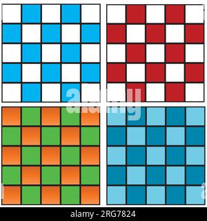 carreaux en rouge et blanc, bleu et blanc, également des carreaux verts et orange. arrière-plan vectoriel Illustration de Vecteur