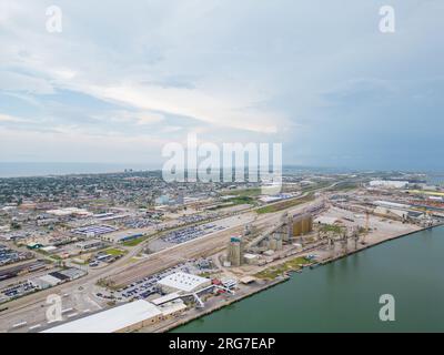 Vue aérienne de Port og Galveston Texas USA Banque D'Images