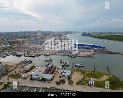 Photo aérienne vue ouest de Port Galveston Texas Banque D'Images