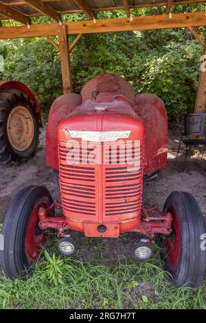 Mount Pleasant, USA - 21 juillet 2010 : ancien tracteur historique de marque Mc Cormick Deering dans la plantation Boone Hall. Banque D'Images