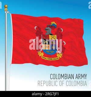 Armée colombienne agitant le drapeau, République de Colombie, amérique du Sud, illustration vectorielle Illustration de Vecteur