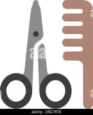 Illustration de l'icône représentant un symbole de coiffeur, de coupe de cheveux et de coupe Illustration de Vecteur