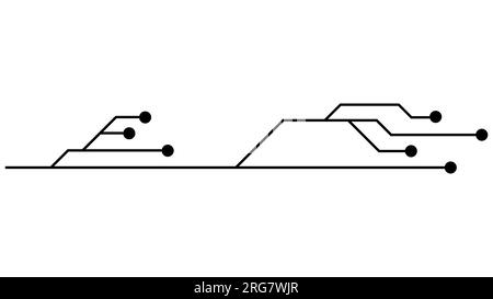 Circuits imprimés isolés sur fond blanc. Clipart technique avec des lignes et des points aux extrémités. Séparateurs pour la conception. Vecteur. Illustration de Vecteur