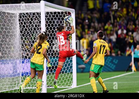 Melbourne, Australie, le 8 août 2023 16 : Rebecca Spencer (Jamaïque 13) lors du match de football de la coupe du monde féminine de la FIFA 2023 contre la Jamaïque au Melbourne Rectangular Stadium de Melbourne, Australie. (Richard Callis / SPP) Banque D'Images