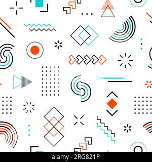 Motif géométrique sans couture. Répétition de l'arrière-plan de géométrie abstraite. Forme Memphis. Échantillon scolaire frais répété. Imprimés de conception. Motif funky. Répétez l'opération Illustration de Vecteur