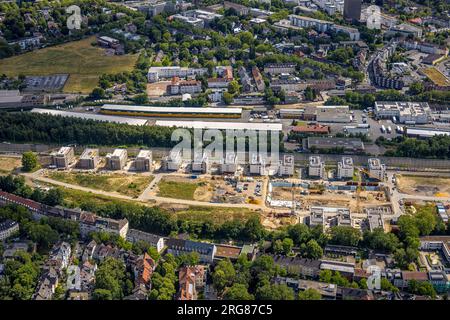 Luftbild, Baustelle Kronprinzenviertel für Neubau von Wohnungen, Am Wasserturm Südbahnhof, Kaiserbrunnen, Westfalendamm, Dortmund, Ruhrgebiet, Nordrhe Banque D'Images