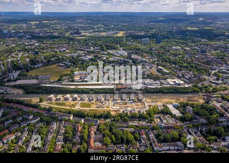 Luftbild, Baustelle Kronprinzenviertel für Neubau von Wohnungen, Am Wasserturm Südbahnhof, Kaiserbrunnen, Westfalendamm, Dortmund, Ruhrgebiet, Nordrhe Banque D'Images