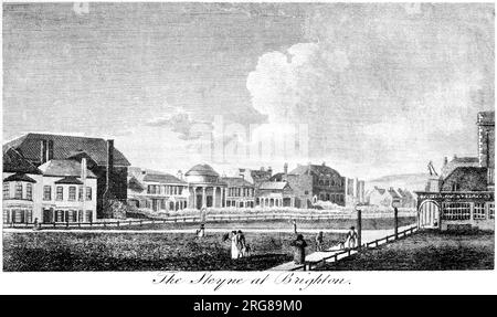 Une gravure de la Steyne (Old Steine) à Brighton UK numérisée à haute résolution à partir d'un livre imprimé en 1806. Cru libre de droit d'auteur. Banque D'Images