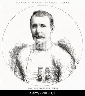 Capitaine Matthew WEBB (1848 - 1883), qui le 24 août 1875 a été la première personne à nager dans la Manche Banque D'Images