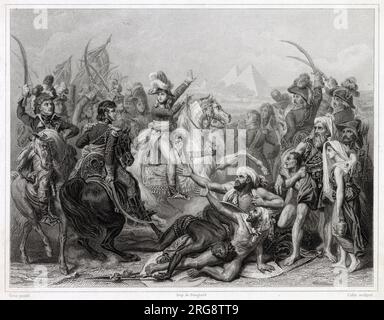CAMPAGNE ÉGYPTIENNE Napoléon bat les Beys à la BATAILLE des PYRAMIDES, perdant seulement 40 morts Banque D'Images