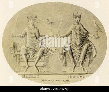 HENRY II (1133 - 1189) Roi d'Angleterre (1154-89) avec Henry I à côté Banque D'Images