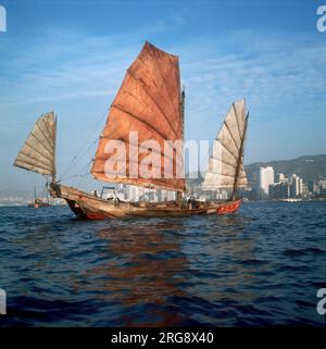 Voile indésirable dans le port de Hong Kong. L'un des navires les plus forts et les plus en état de navigabilité, ces navires ont été utilisés à la fois comme navires de commerce et comme navires de guerre. Banque D'Images