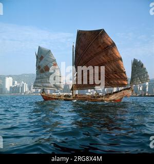 Voile indésirable dans le port de Hong Kong. L'un des navires les plus solides et les plus en état de navigabilité, ces navires ont été utilisés à la fois comme navires de commerce et comme navires de guerre. Banque D'Images