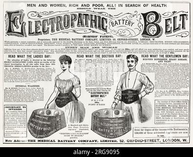 Patent Electropathic Battery Belt pour hommes et femmes. Banque D'Images