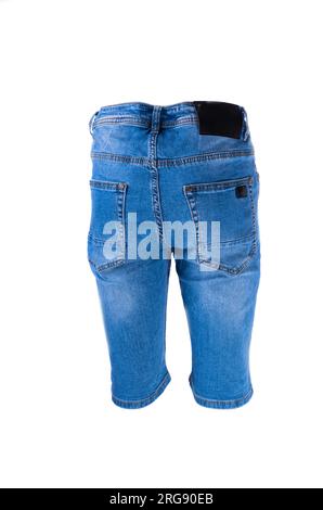 short en denim isolé sur fond blanc Banque D'Images