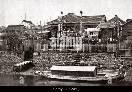 Tea House on a Fete day, Japon, années 1870 Banque D'Images