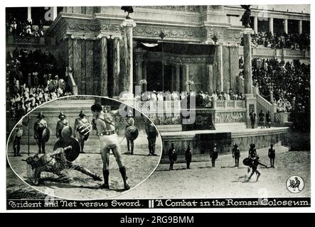 Silent Movie film, Messalina ou la chute d'une impératrice 1923, combat in Roman Colosium Banque D'Images