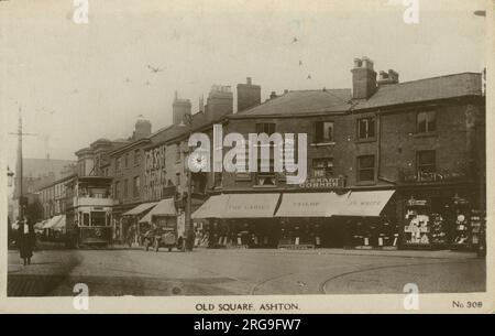 The Old Square, Ashton-under-Lyne, Greater Manchester, Tameside, Lancashire, Angleterre. Banque D'Images