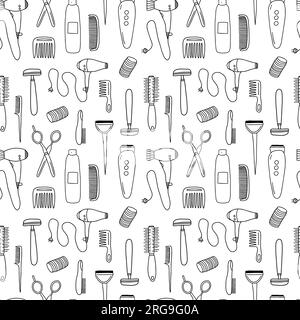 Doodle salon de coiffure modèle sans couture Illustration de Vecteur