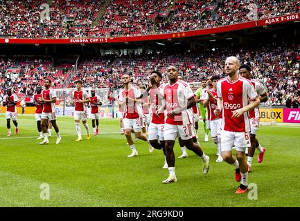 AMSTERDAM - la sélection de l'Ajax incluant Steven Bergwijn et Davy Klaassen lors de la journée portes ouvertes de l'Ajax dans la Johan Cruijff Arena. ANP SEM VAN DER WAL Banque D'Images