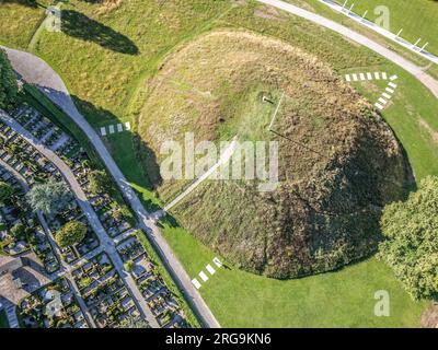 Viking Age Jelling inhumation monticules panorama, Danemark Banque D'Images