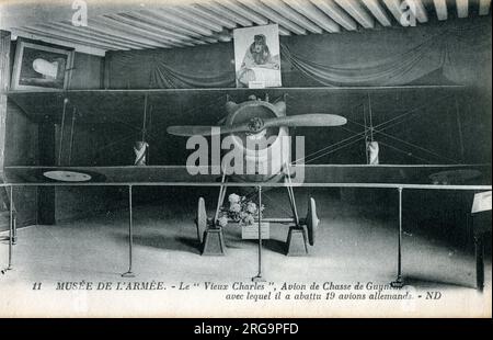 L'avion SPAD S.VII original, surnommé « Vieux Charles », aujourd'hui conservé au Musée de l'Air et de l'espace du pilote français Georges Guynemer (1894-1917), le deuxième as de chasse français avec 54 victoires pendant la première Guerre mondiale, et un héros national français au moment de sa mort. Banque D'Images