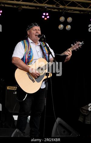 Chanteur/guitariste Art in the Park, Leamington Spa, Warwickshire, Angleterre, Royaume-Uni Banque D'Images