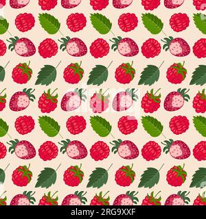Vecteur modèle sans couture avec framboise, fraise. Fond d'été, fond d'écran Illustration de Vecteur