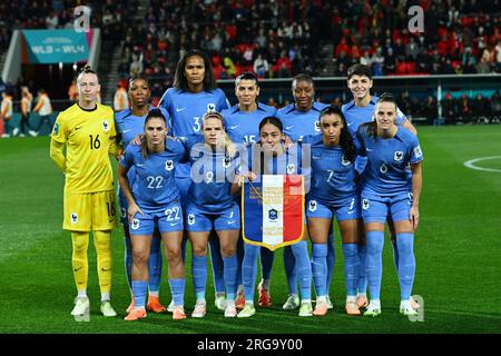 Adélaïde, Australie. 8 août 2023. Les joueuses françaises débutantes posent pour des photos avant le match de la ronde de 16 entre la France et le Maroc lors de la coupe du monde féminine de la FIFA 2023 à Adélaïde, Australie, le 8 août 2023. Crédit : Li Yibo/Xinhua/Alamy Live News Banque D'Images